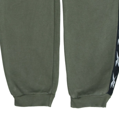 Reebok Men’s Green Jogger Sweatpants L Side Stripe Fleece Activewear