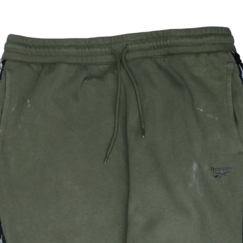 Reebok Men’s Green Jogger Sweatpants L Side Stripe Fleece Activewear