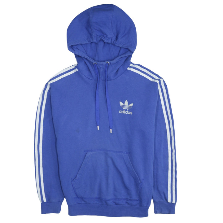 Adidas Women Blue Pullover Hoodie Large Cotton Casual Sportswear