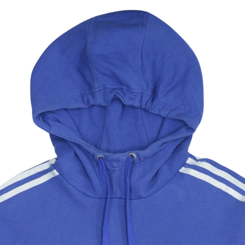 Adidas Women Blue Pullover Hoodie Large Cotton Casual Sportswear