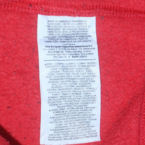 Nike Men’s Red Pullover Hoodie M Fleece Logo Sportswear