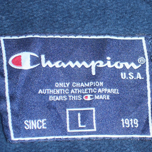 Champion Men's Blue Pullover Hoodie L Embroidered Logo