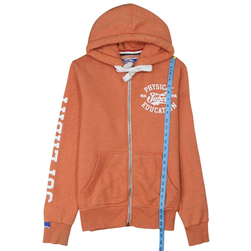 Superdry Men's Orange Full Zip Hoodie S Logo Fleece Sweatshirt