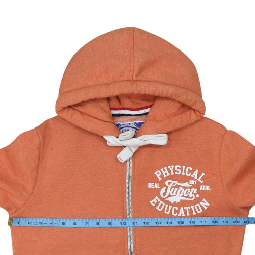 Superdry Men's Orange Full Zip Hoodie S Logo Fleece Sweatshirt