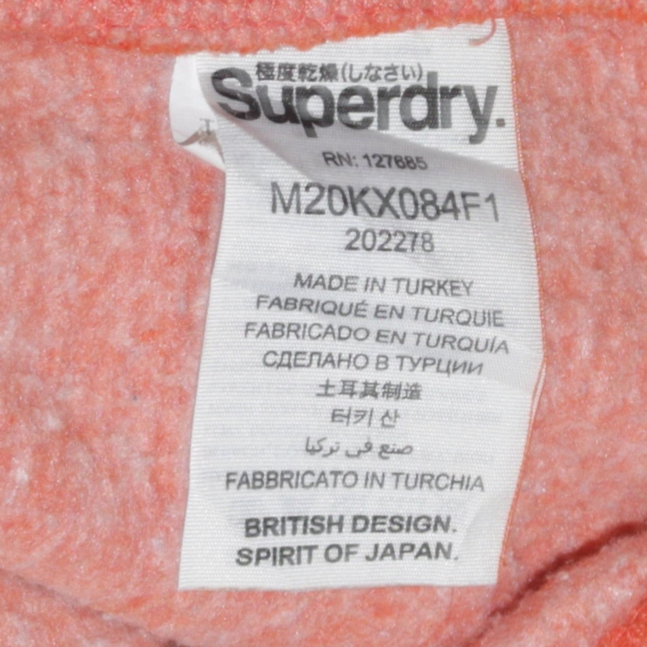 Superdry Men's Orange Full Zip Hoodie S Logo Fleece Sweatshirt