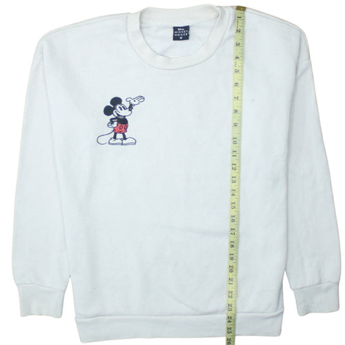 Disney Mickey Mouse White Sweatshirt Women UK 12-14 Pullover Cotton Blend