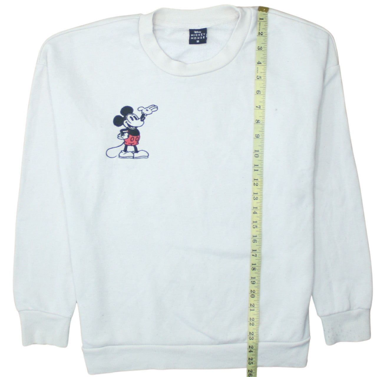 Disney Mickey Mouse White Sweatshirt Women UK 12-14 Pullover Cotton Blend