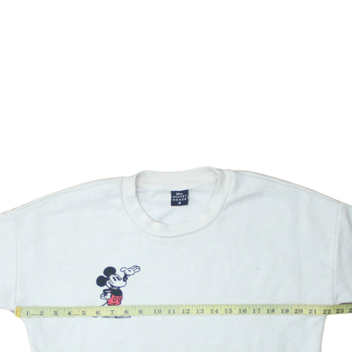 Disney Mickey Mouse White Sweatshirt Women UK 12-14 Pullover Cotton Blend