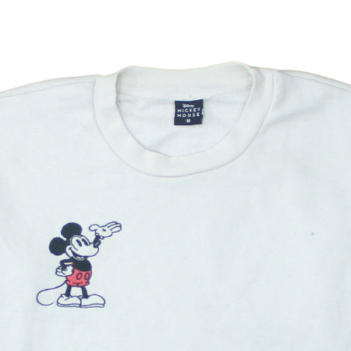 Disney Mickey Mouse White Sweatshirt Women UK 12-14 Pullover Cotton Blend