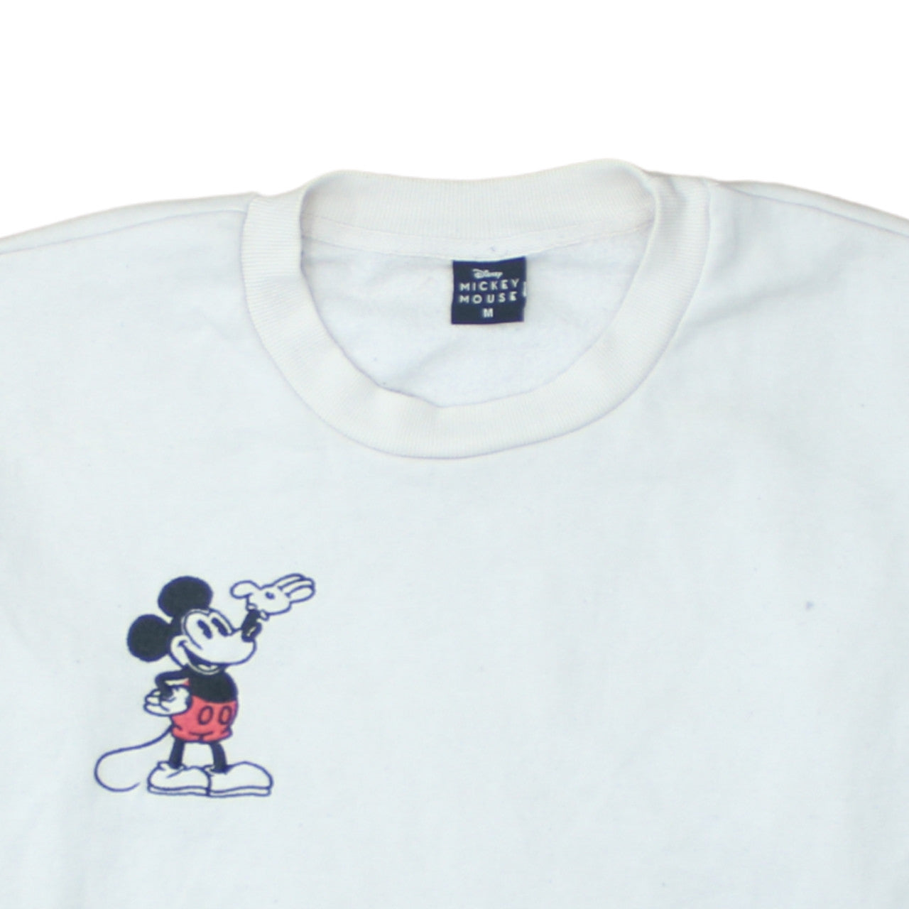 Disney Mickey Mouse White Sweatshirt Women UK 12-14 Pullover Cotton Blend