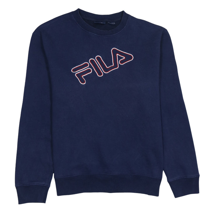 Fila Womens Navy Blue Crew Neck Logo Sweatshirt XL Cotton Blend