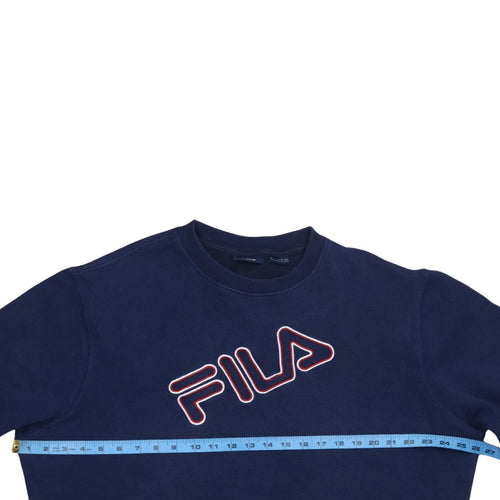 Fila Womens Navy Blue Crew Neck Logo Sweatshirt XL Cotton Blend