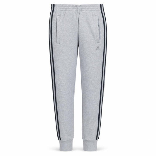 Front view of Adidas Men's Grey Jogger Sweatpants XS Tapered Fit Side Stripe