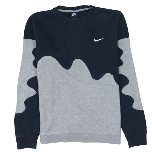 Nike Men's Grey and Blue Pullover Sweatshirt L Sports Crew Neck