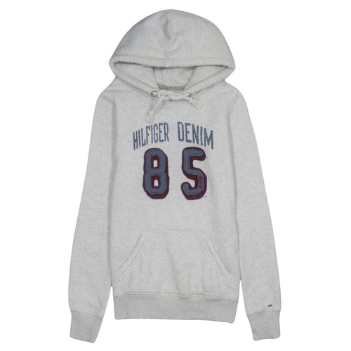 Tommy Hilfiger Men's Grey Pullover Hoodie Size M Embroidered 85 Logo
