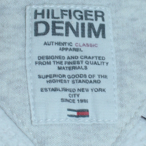 Tommy Hilfiger Men's Grey Pullover Hoodie Size M Embroidered 85 Logo