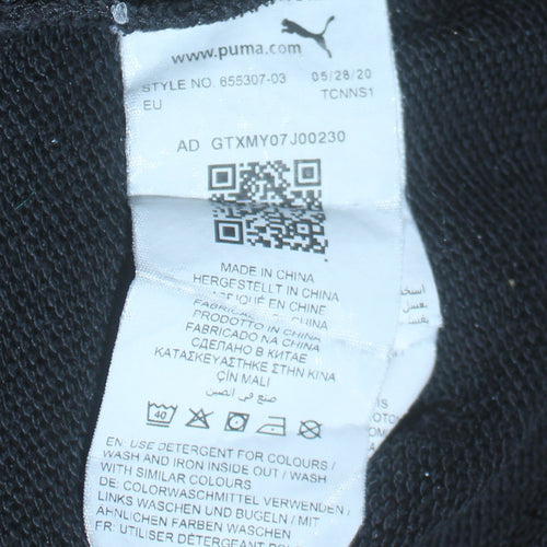 Puma Men's Black Small Pullover Hoodie with Logo and Pockets
