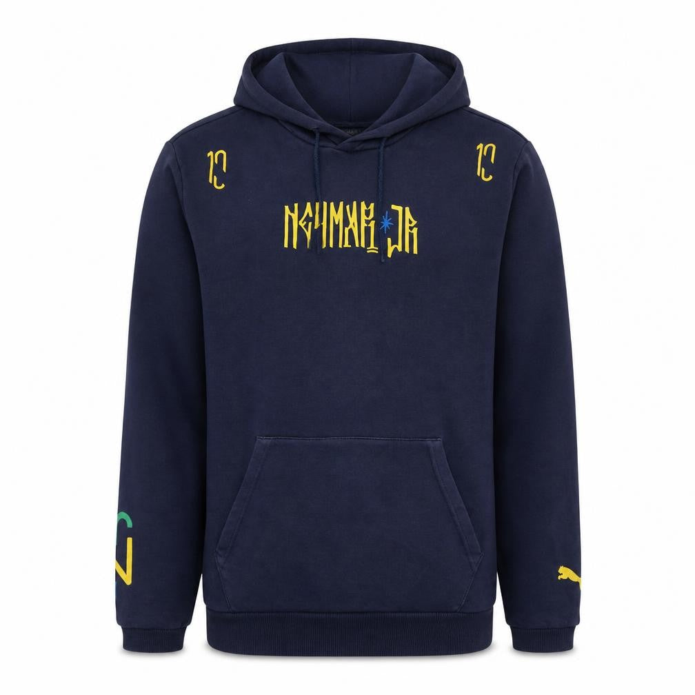 Front view of Puma Men’s Blue Neymar Jr Pullover Hoodie, size M, Sportswear