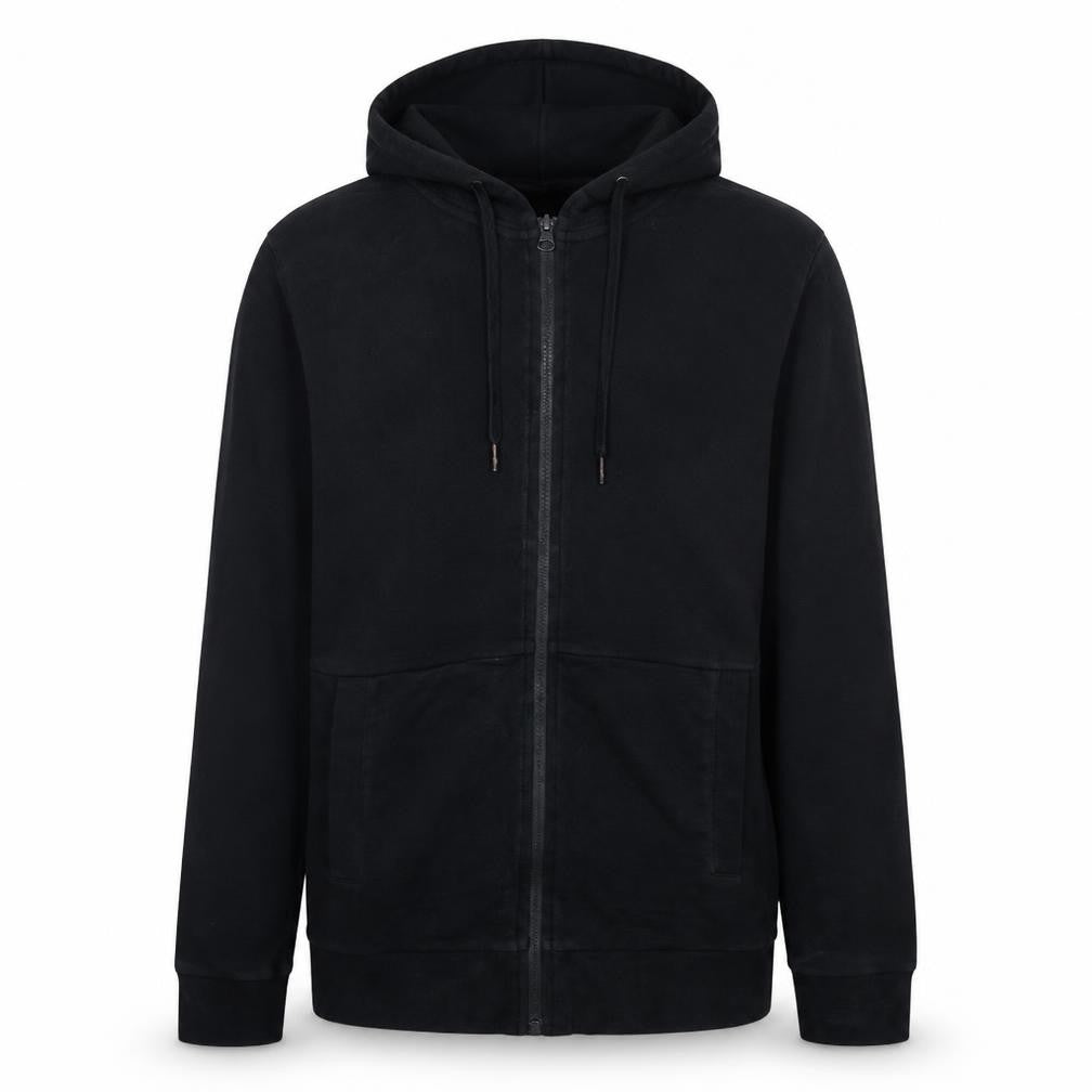 Front view of Calvin Klein Jeans Men's Black Full Zip Hoodie L