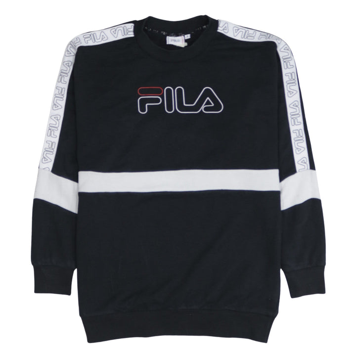 FILA Mens Black Small Crew Neck Logo Pullover Sweatshirt