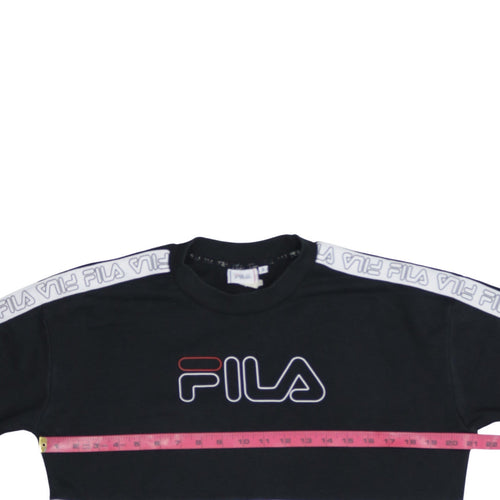FILA Mens Black Small Crew Neck Logo Pullover Sweatshirt