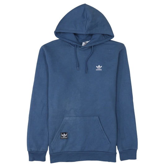 Adidas Mens Blue Pullover Hoodie Size M Logo Fleece Sweatshirt