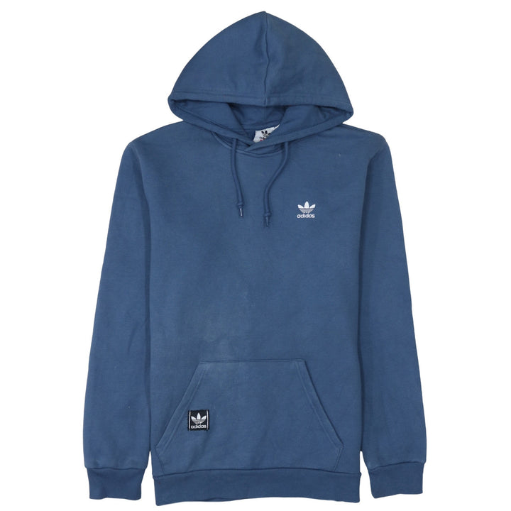 Adidas Mens Blue Pullover Hoodie Size M Logo Fleece Sweatshirt
