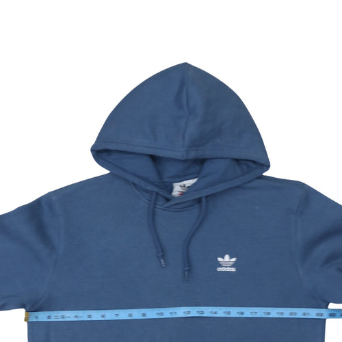 Adidas Mens Blue Pullover Hoodie Size M Logo Fleece Sweatshirt