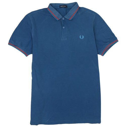 Fred Perry Men's Blue Slim Fit Polo Shirt Size M Short Sleeve