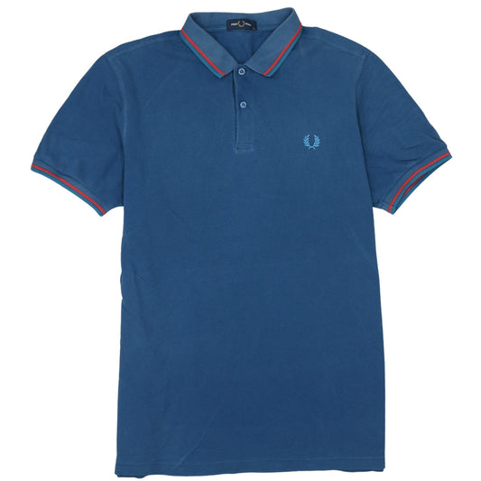 Fred Perry Men's Blue Slim Fit Polo Shirt Size M Short Sleeve