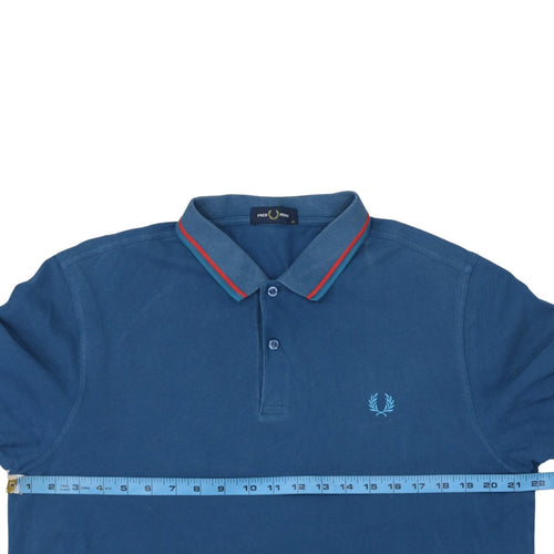 Fred Perry Men's Blue Slim Fit Polo Shirt Size M Short Sleeve