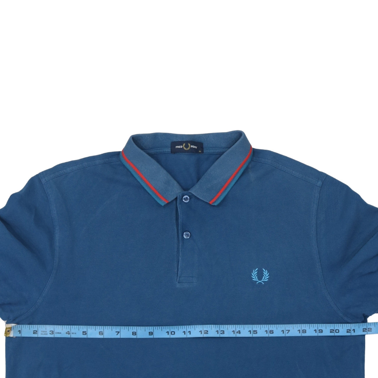 Fred Perry Men's Blue Slim Fit Polo Shirt Size M Short Sleeve