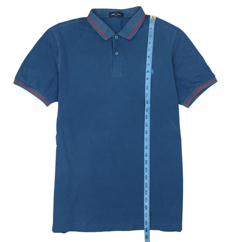 Fred Perry Men's Blue Slim Fit Polo Shirt Size M Short Sleeve