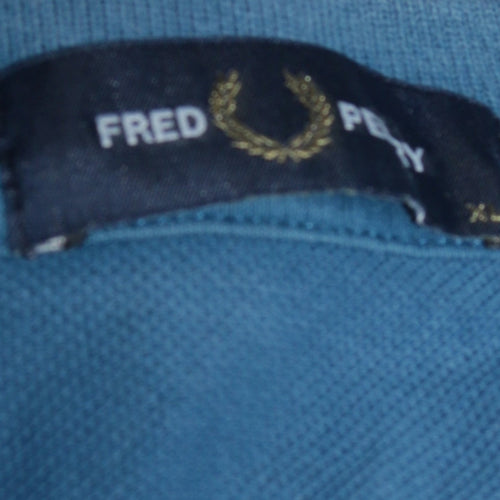 Fred Perry Men's Blue Slim Fit Polo Shirt Size M Short Sleeve