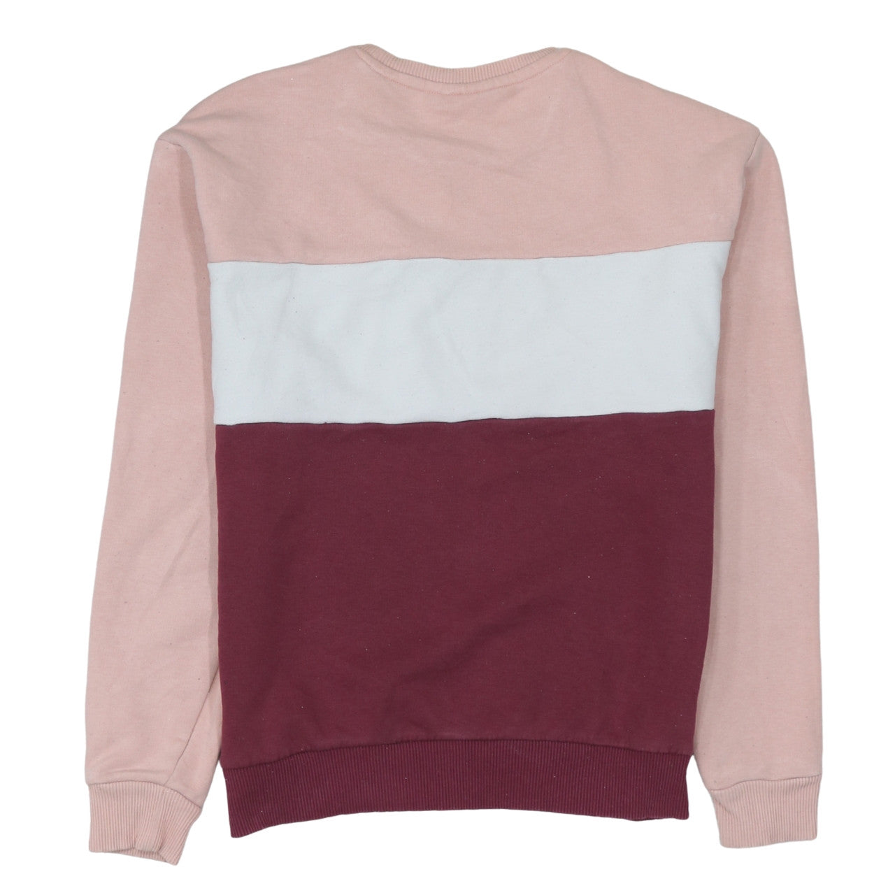 Fila Women’s Pink Colourblock Logo Sweatshirt Size S Casual Crew Neck