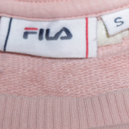 Fila Women’s Pink Colourblock Logo Sweatshirt Size S Casual Crew Neck