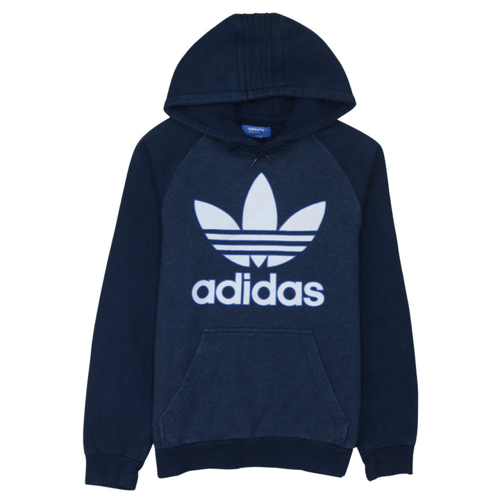 Adidas Men's Blue Pullover Hoodie Small Logo Fleece Sweatshirt