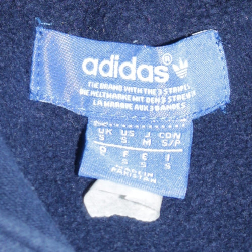 Adidas Men's Blue Pullover Hoodie Small Logo Fleece Sweatshirt