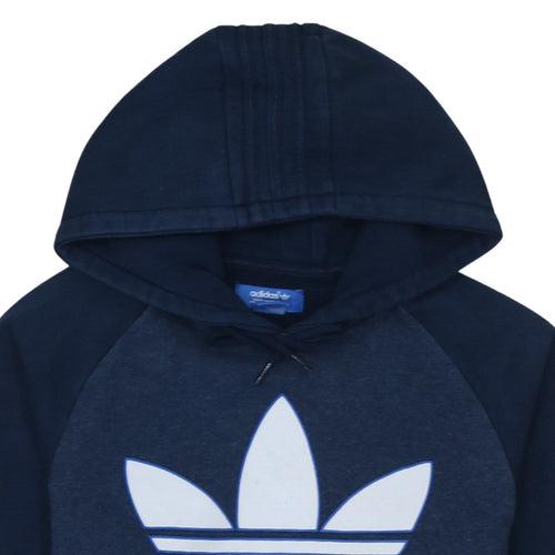 Adidas Men's Blue Pullover Hoodie Small Logo Fleece Sweatshirt
