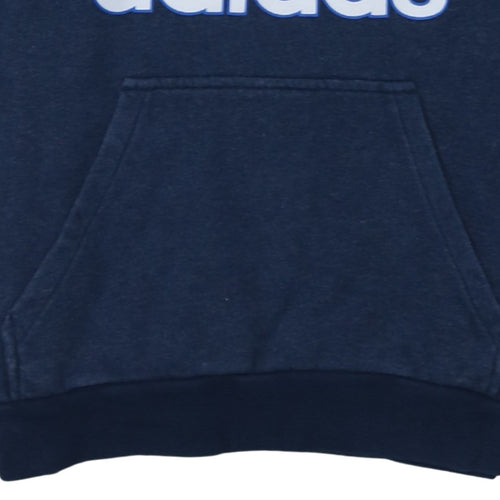 Adidas Men's Blue Pullover Hoodie Small Logo Fleece Sweatshirt