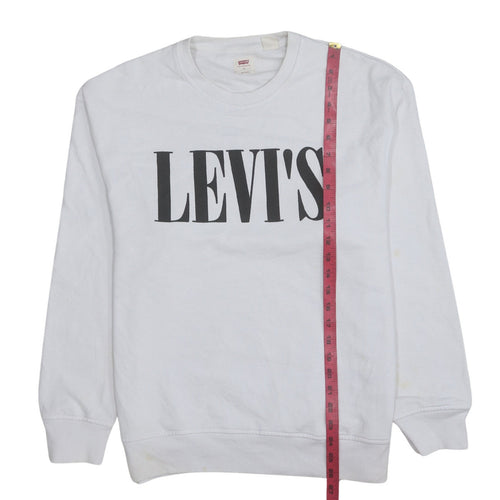 Levi's Men's White Relaxed Fit Crew Neck Logo Sweatshirt Size S