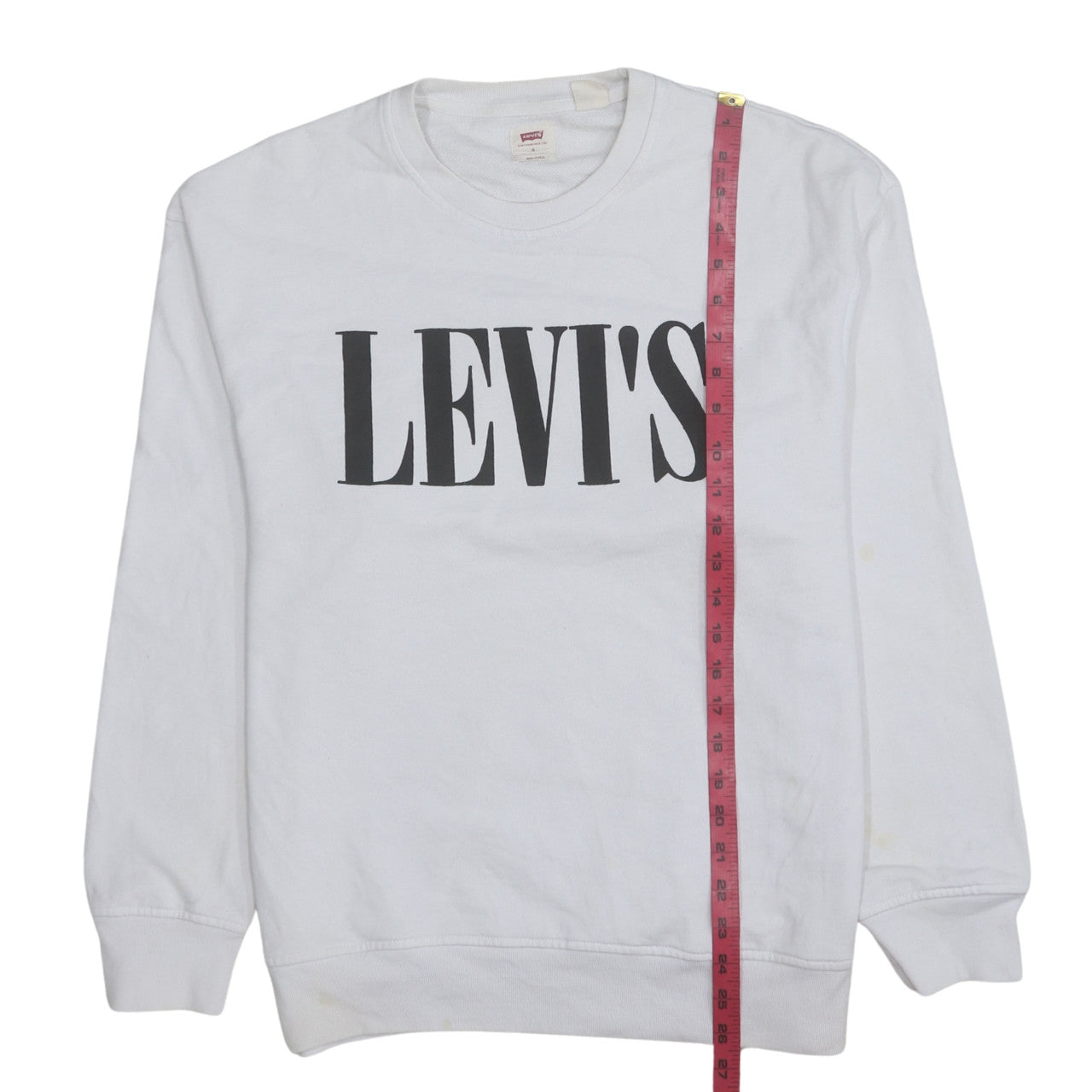 Levi's Men's White Relaxed Fit Crew Neck Logo Sweatshirt Size S