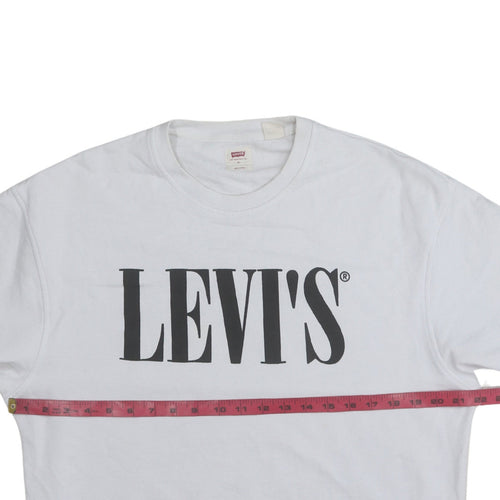 Levi's Men's White Relaxed Fit Crew Neck Logo Sweatshirt Size S