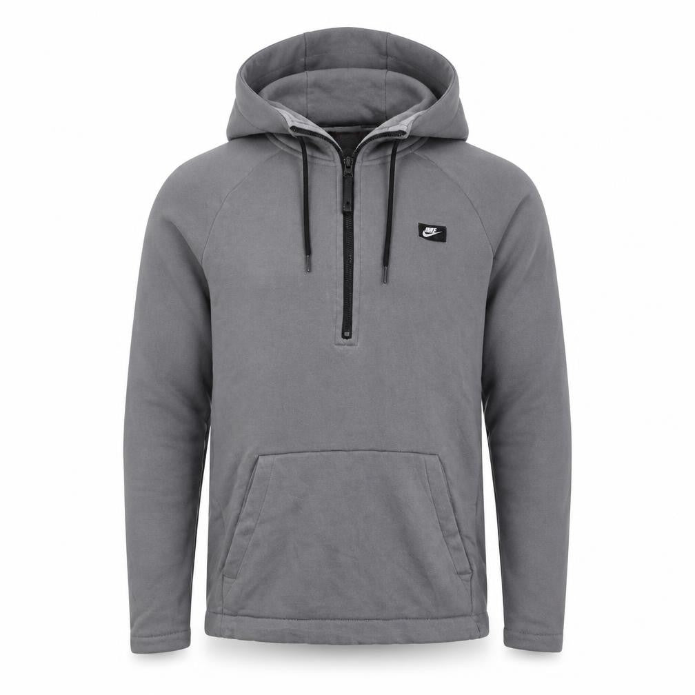 Front view of Nike Men's Grey Small 1/2 Zip Hoodie Sweatshirt Regular Fit
