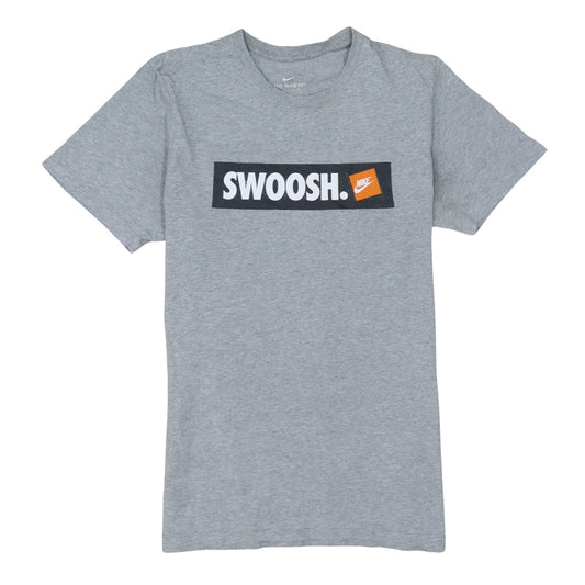 Nike Men's Grey Swoosh Logo Short Sleeve Cotton T-Shirt Size S
