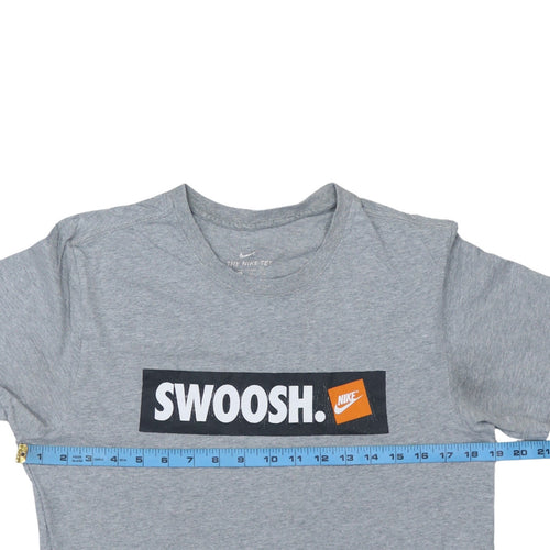 Nike Men's Grey Swoosh Logo Short Sleeve Cotton T-Shirt Size S