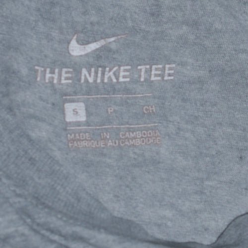 Nike Men's Grey Swoosh Logo Short Sleeve Cotton T-Shirt Size S