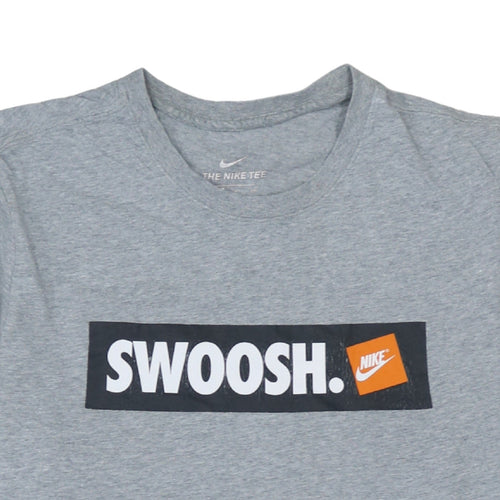 Nike Men's Grey Swoosh Logo Short Sleeve Cotton T-Shirt Size S