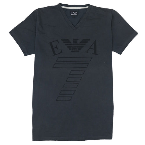 Emporio Armani EA7 Men's Black V-Neck Short Sleeve Cotton T-Shirt Size L