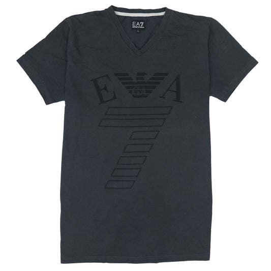 Emporio Armani EA7 Men's Black V-Neck Short Sleeve Cotton T-Shirt Size L